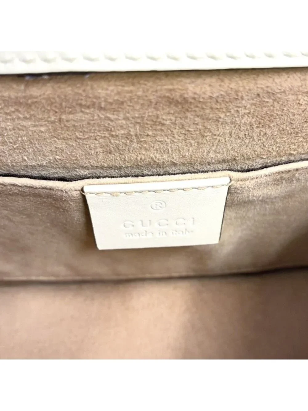 Gucci Sylvie Mini Canvas Calfskin Off White Navy Red Chain Shoulder Bag Gold